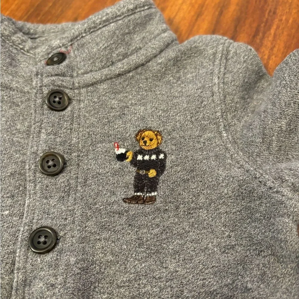 Ralph Lauren Polo Bear embroidered footed jumpsuit